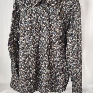 Stylish Black Patterned Casual Button Down Shirt